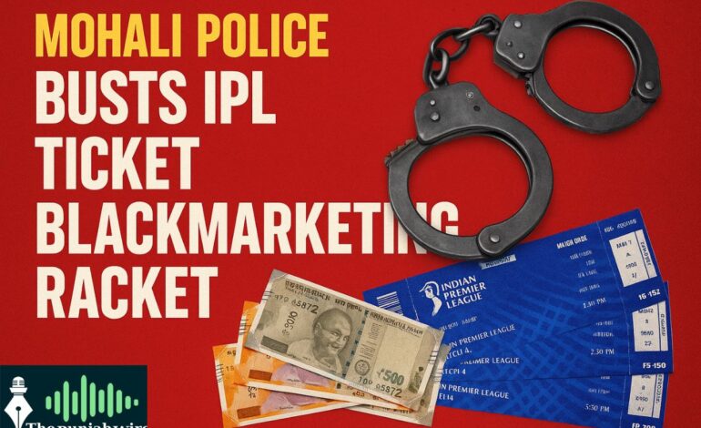 ਮੁਹਾਲੀ ਪੁਲਿਸ ਨੇ ਆਈ ਪੀ ਐਲ ਟਿਕਟਾਂ ਦੀ ਕਾਲਾਬਾਜ਼ਾਰੀ ਕਰਨ ਵਾਲੇ ਗਰੋਹ ਦਾ ਪਰਦਾਫਾਸ਼ ਕੀਤਾ