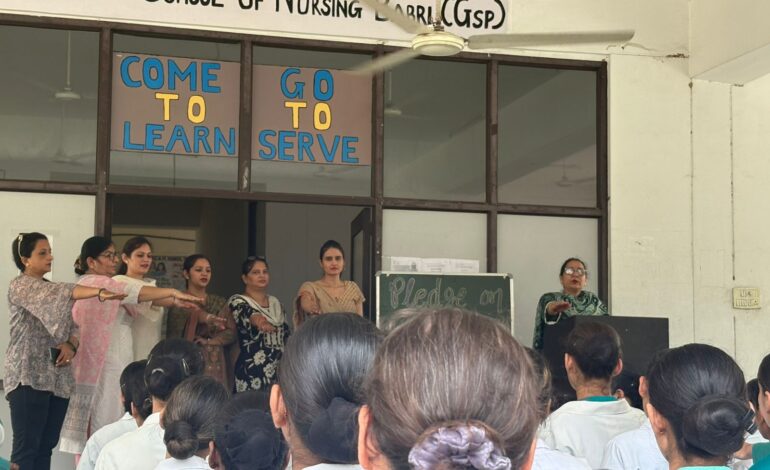 ਨਰਸਿੰਗ ਕਾਲਜ ਬਬਰੀ ਦੇ ਵਿਦਿਆਰਥੀਆਂ ਨੇ ਅੰਗ ਦਾਨ ਦੀ ਸਹੁੰ ਚੁੱਕੀ