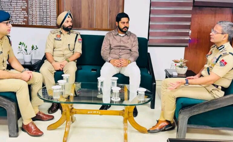 ਵਿਧਾਇਕ ਸ਼ੈਰੀ ਕਲਸੀ ਨੇ ਡੀ.ਜੀ.ਪੀ ਪੰਜਾਬ ਗੌਰਵ ਯਾਦਵ ਕੀਤੀ ਮੀਟਿੰਗ