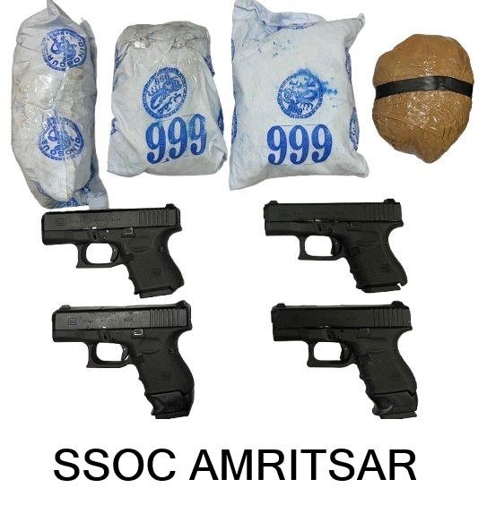 ਤਸਕਰੀ ਗਿਰੋਹ ਦੇ ਪੰਜ ਮੈਂਬਰਾਂ ਨੂੰ ਚਾਰ ਗਲੋਕ ਪਿਸਤੌਲਾਂ, 2 ਕਿਲੋ ਹੈਰੋਇਨ ਸਮੇਤ ਕੀਤਾ ਕਾਬੂ