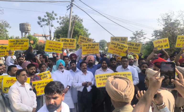 ਸਮਾਣਾ ਵਿੱਚ ਸੈਣੀ ਨੂੰ ਦਿਖਾਏ ਕਾਲੇ ਝੰਡੇ, ‘ਆਪ’ ਨੇ ‘ਗੋ ਬੈਕ’ ਦੇ ਨਾਅਰਿਆਂ ਨਾਲ ਕੀਤਾ ਜ਼ੋਰਦਾਰ ਪ੍ਰਦਰਸ਼ਨ