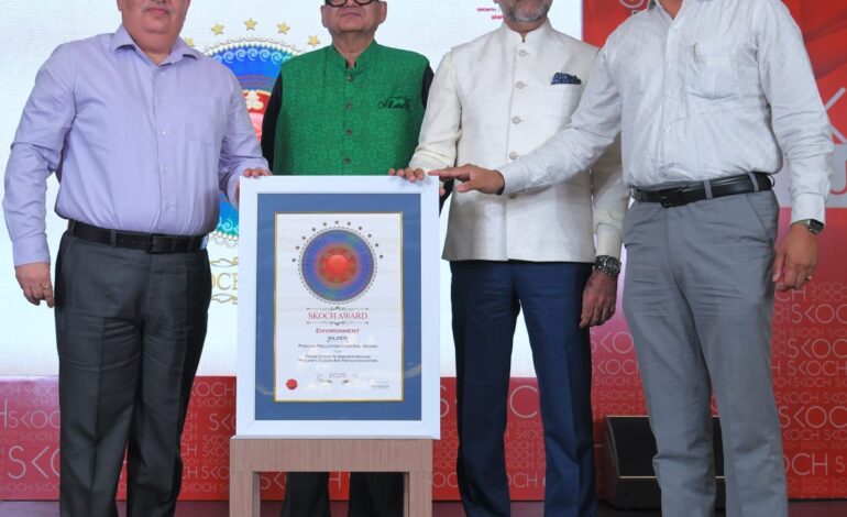 ਪੰਜਾਬ ਪ੍ਰਦੂਸ਼ਣ ਨਿਯੰਤਰਣ ਬੋਰਡ ਨੂੰ ਪਰਾਲੀ ਸਾੜਨ ਘਟਾਉਣ ਦੀ ਪਹਿਲ ਲਈ ਮਿਲਿਆ ਸਕੋਚ ਸਿਲਵਰ ਐਵਾਰਡ 2025