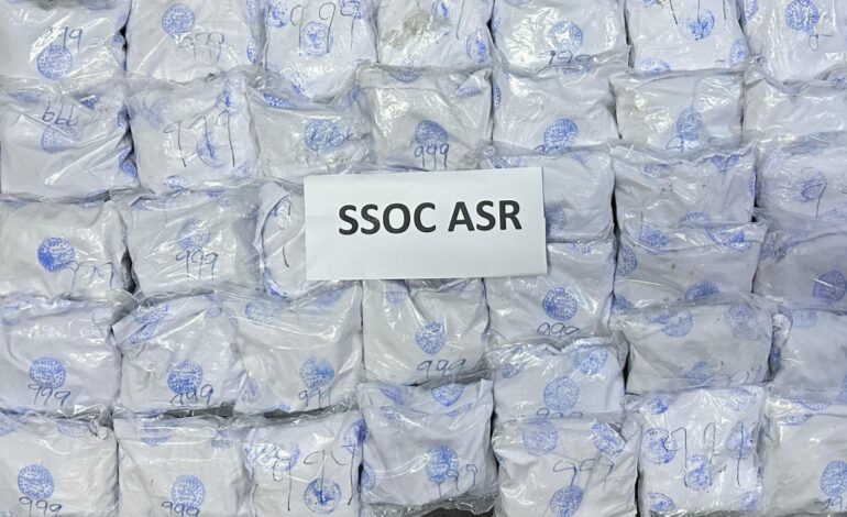 ਸਰਹੱਦ ਪਾਰੋਂ ਨਸ਼ਾ ਤਸਕਰੀ ਕਰਨ ਵਾਲੇ ਮਾਡਿਊਲ ਦੇ ਦੋ ਵਿਅਕਤੀ  64.6 ਕਿਲੋ ਹੈਰੋਇਨ ਸਮੇਤ ਅੰਮ੍ਰਿਤਸਰ ਤੋੰ ਕਾਬੂ