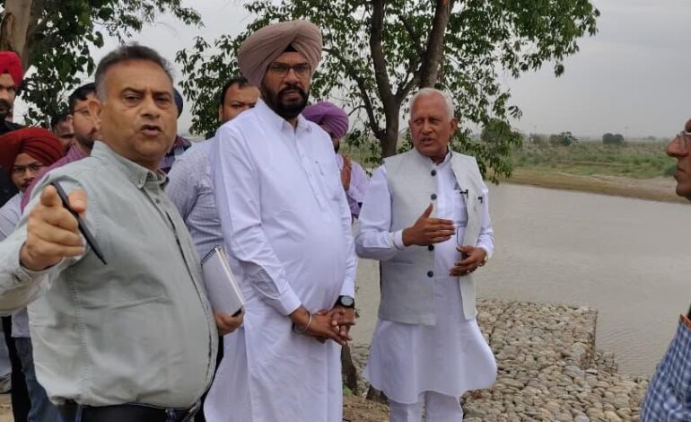 ਬਰਿੰਦਰ ਕੁਮਾਰ ਗੋਇਲ ਵੱਲੋਂ ਬੀ.ਓ.ਪੀ. ਸ਼ਾਹਪੁਰ ਵਿਖੇ ਰਾਵੀ ਦਰਿਆ ਦੇ ਧੁੱਸੀ ਬੰਨ੍ਹ ‘ਤੇ ਚਲ ਰਹੇ ਹੜ੍ਹ ਸੁਰੱਖਿਆ ਪ੍ਰਬੰਧਾਂ ਦਾ ਜਾਇਜ਼ਾ