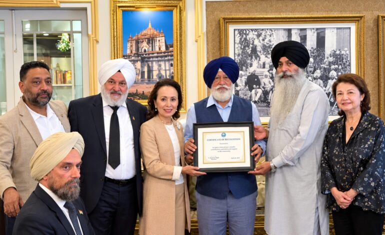 ਯੂਨੀਵਰਸਲ ਪੀਸ ਫੈਡਰੇਸ਼ਨ ਵੱਲੋਂ ਡਾ.ਐੱਸ.ਪੀ.ਸਿੰਘ ਉਬਰਾਏ ਅੰਬੈਸਡਰ ਫਾਰ ਪੀਸ” ਐਵਾਰਡ ਨਾਲ ਸਨਮਾਨਿਤ